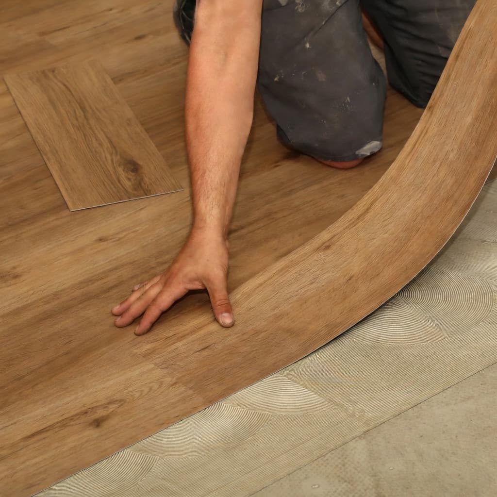 Concrete subfloor leveled before luxury vinyl plank installation